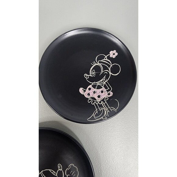 Disney Mickey Minnie Mouse 6" Collector's Sketch Plates Set of 2 Black Hallmark - Picture 3 of 6
